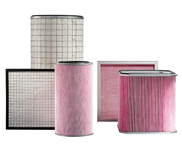 Verschiedene Filterelemente (Filterpatronen, Filterplatten, Filterkassetten) für Öl-, Emulsions- und Aerosolnebel